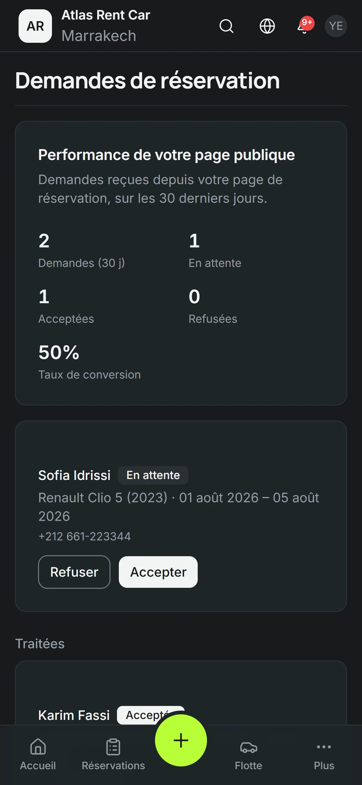 Demande — Téléphone, WhatsApp ou votre site.